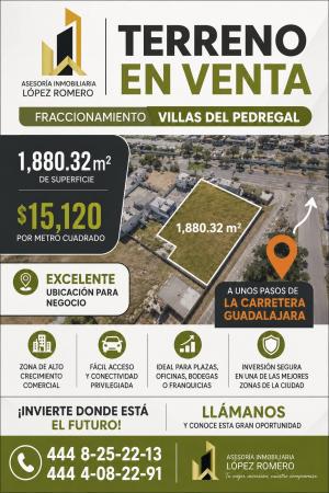 TERRENO EN VENTA CON EXCELENTE UBICACION EN VILLAS DEL PEDREGAL