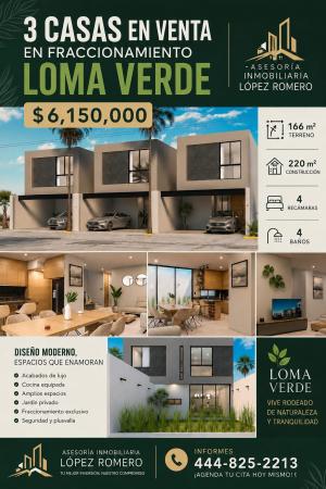 TRES CASAS EN VENTA EN CALLE LOMA DORADA