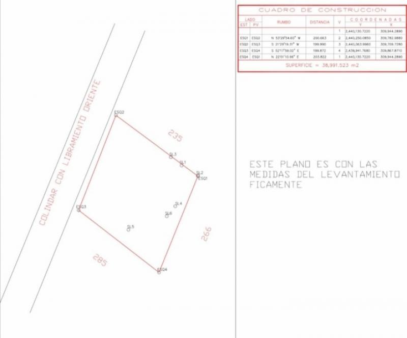 Venta de Terreno  en  en LAGUNA DE SANTA RITA