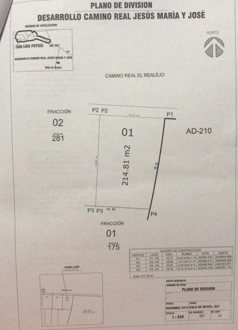 Venta de Terreno  en VILLA DE REYES en JESUS MARIA